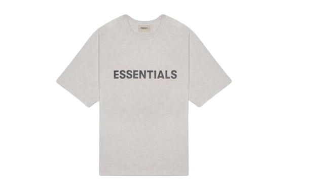 Fear of God Essentials Boxy T-Shirt Applique Logo Heather Oatmeal