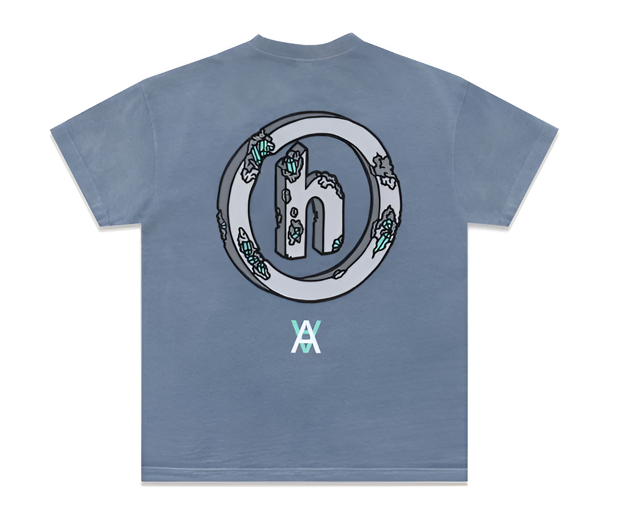 Hidden NY x Daniel Arsham Eroded H Logo T-Shirt Vintage Wash Blue