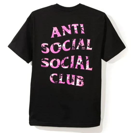 Anti Social Social Club Pink Camo Logo Black Tee