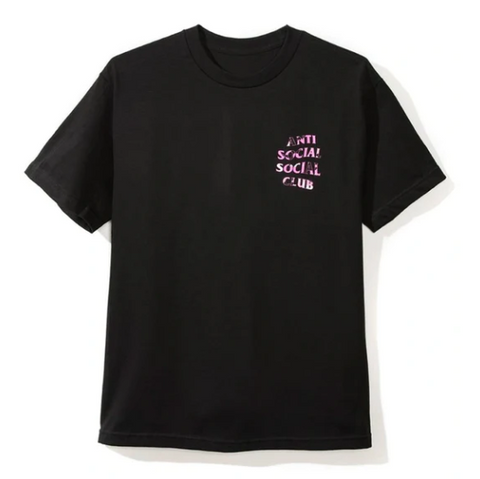 Anti Social Social Club Pink Camo Logo Black Tee